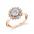 Round Cut Solitaire Floral Halo Engagement Ring - Carissa