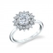 Round Cut Solitaire Floral Halo Engagement Ring - Carissa