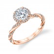 Round Cut Diamond Spiral Halo Engagement Ring - Carson