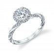 Round Cut Diamond Spiral Halo Engagement Ring - Carson