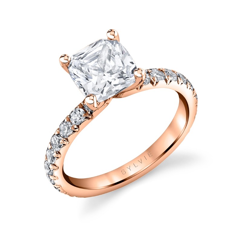 Cushion Cut Classic Wide Band Engagement Ring - Querida