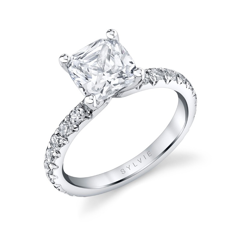 Cushion Cut Classic Wide Band Engagement Ring - Querida