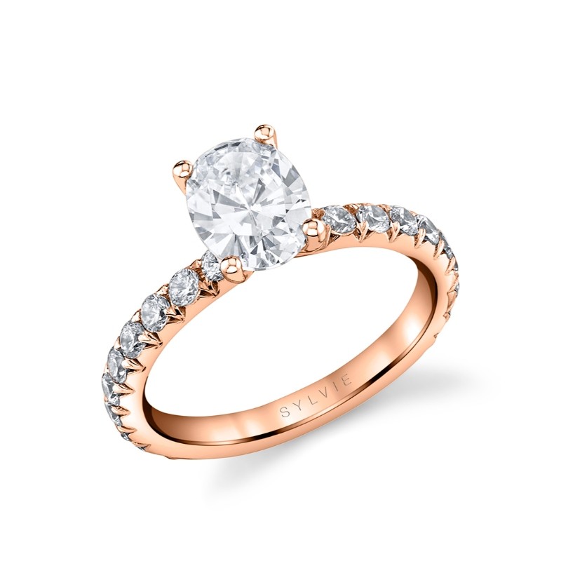 Oval Cut Classic Wide Band Engagement Ring - Querida