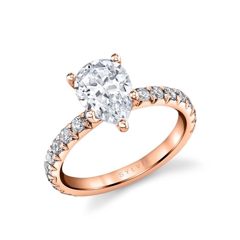 Pear Shaped Classic Wide Band Engagement Ring - Querida