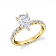 Pear Shaped Classic Wide Band Engagement Ring - Querida