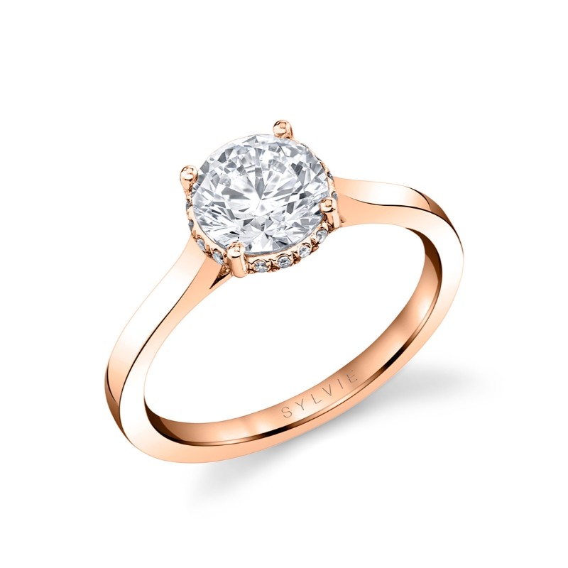 Round Cut Solitaire Hidden Halo Engagement Ring - Camden