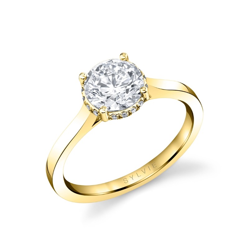 Round Cut Solitaire Hidden Halo Engagement Ring - Camden