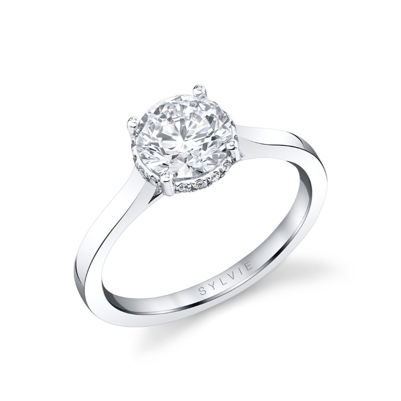 Round Cut Solitaire Hidden Halo Engagement Ring - Camden