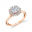 Round Cut Floral Halo Engagement Ring - Addyson