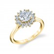 Round Cut Floral Halo Engagement Ring - Addyson