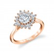 Round Cut Floral Halo Engagement Ring - Ariah