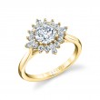 Round Cut Floral Halo Engagement Ring - Ariah