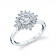 Round Cut Floral Halo Engagement Ring - Ariah
