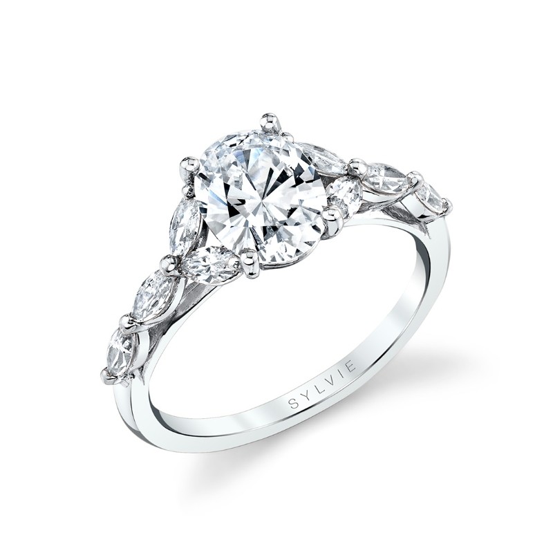 Oval Cut Multi Marquise Engagement Ring - Berkley