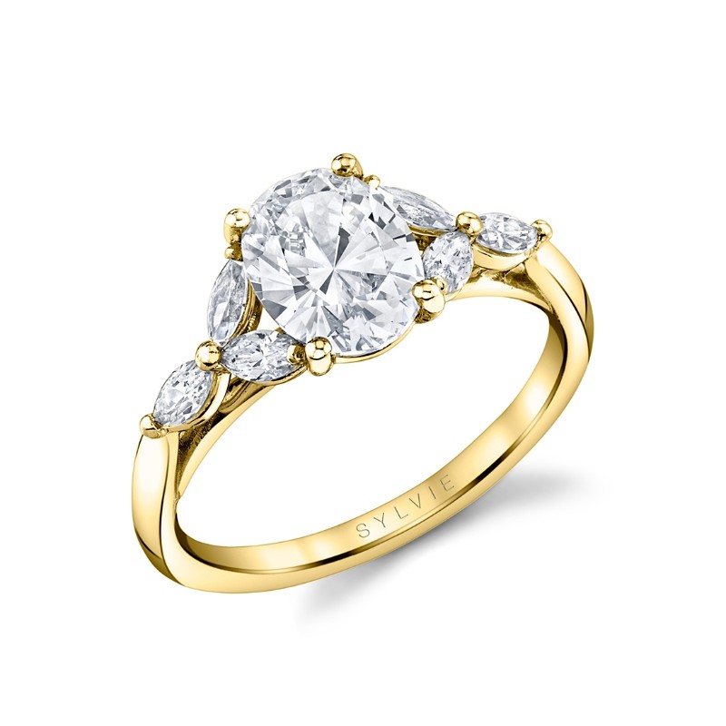 Oval Cut Multi Marquise Engagement Ring - Dawsyn