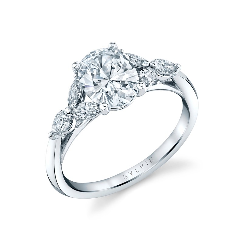 Oval Cut Multi Side Stone Engagement Ring - Daylin