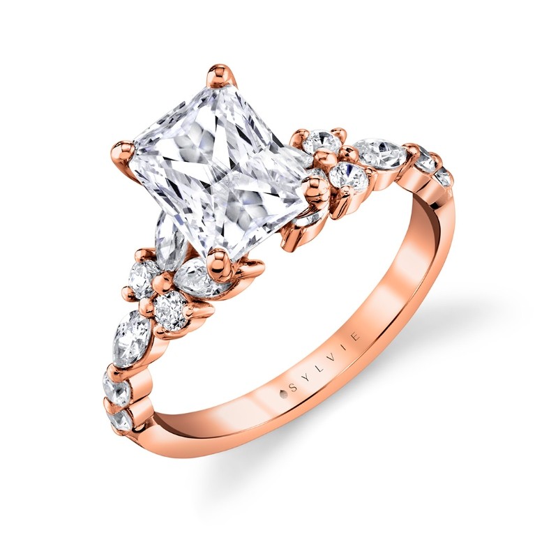Tulira Diamond Floral Inspired Engagement Ring - Lilac