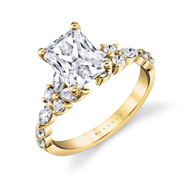 Tulira Diamond Floral Inspired Engagement Ring - Lilac
