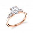 Round Cut Multi Side Stone Engagement Ring - Daria