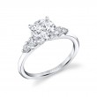 Round Cut Multi Side Stone Engagement Ring - Daria