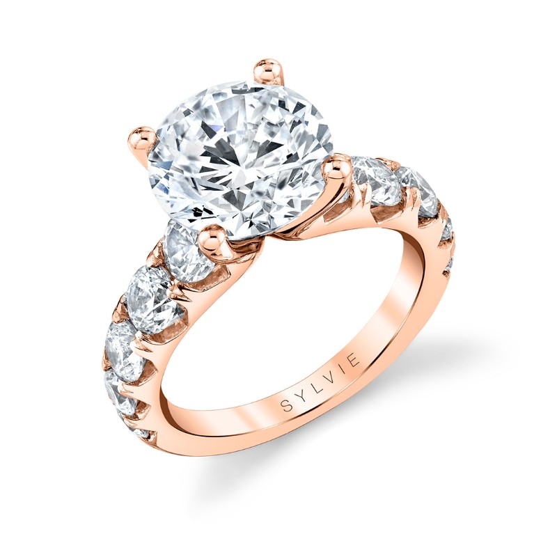 Round Cut Thick Classic Engagement Ring - Darlene
