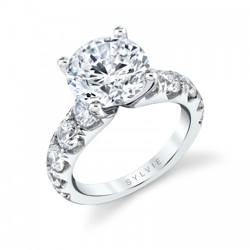 Round Cut Thick Classic Engagement Ring - Darlene