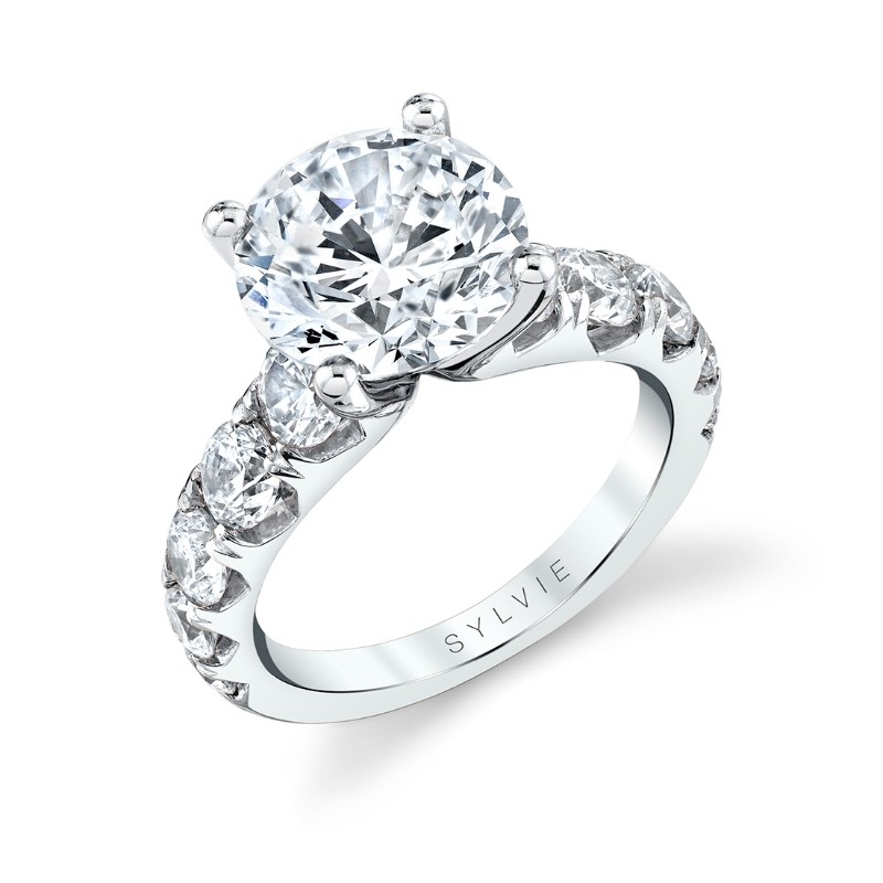 Round Cut Thick Classic Engagement Ring - Darlene