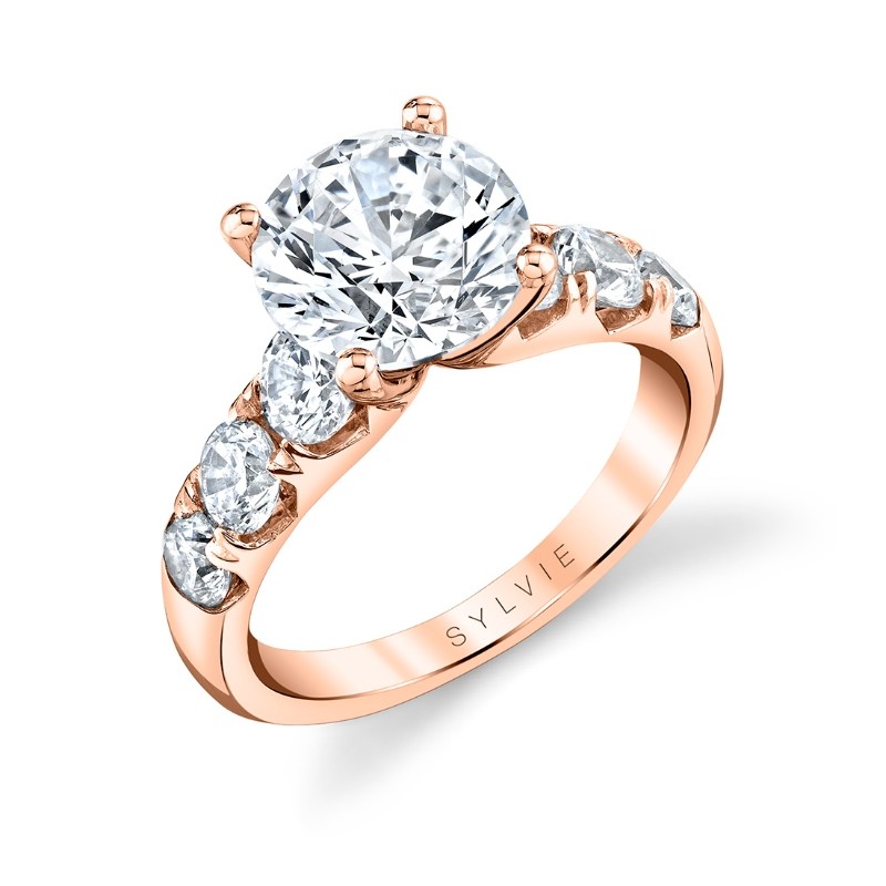 Round Cut Thick Classic Engagement Ring - Davina