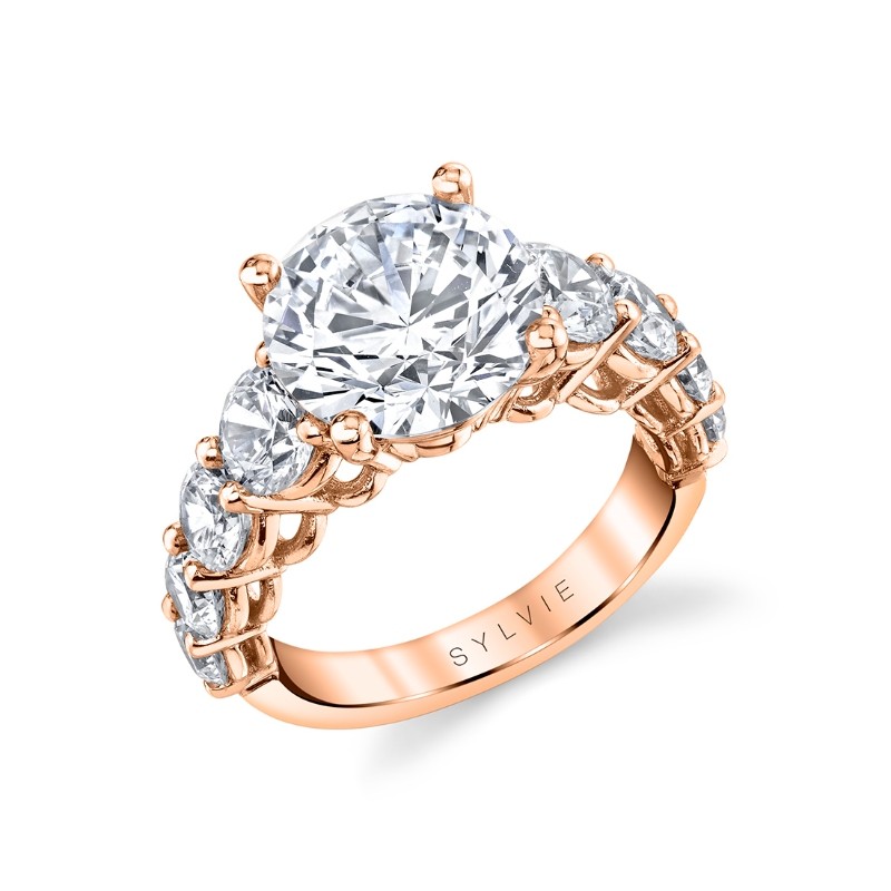 Round Cut Thick Classic Engagement Ring - Constance