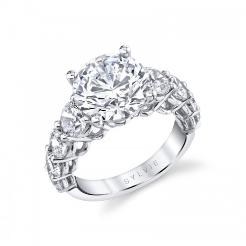 Round Cut Thick Classic Engagement Ring - Constance