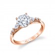 Round Cut Multi Side Stone Engagement Ring - Galena