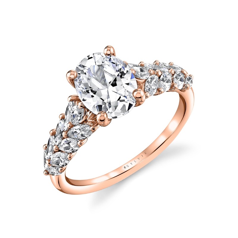 Tulira Flared Marquise Floral Inspired Engagement Ring - Camellia