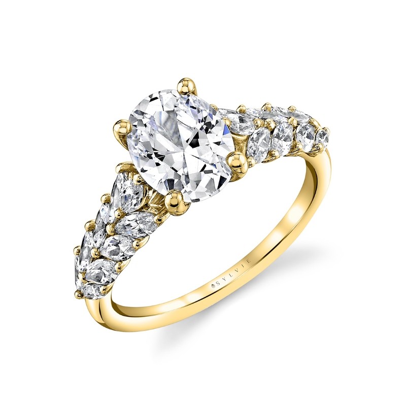 Tulira Flared Marquise Floral Inspired Engagement Ring - Camellia