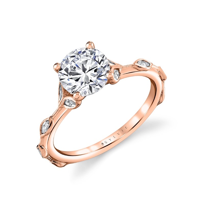 Tulira Diamond Petal and Leaf Engagement Ring - Paloma