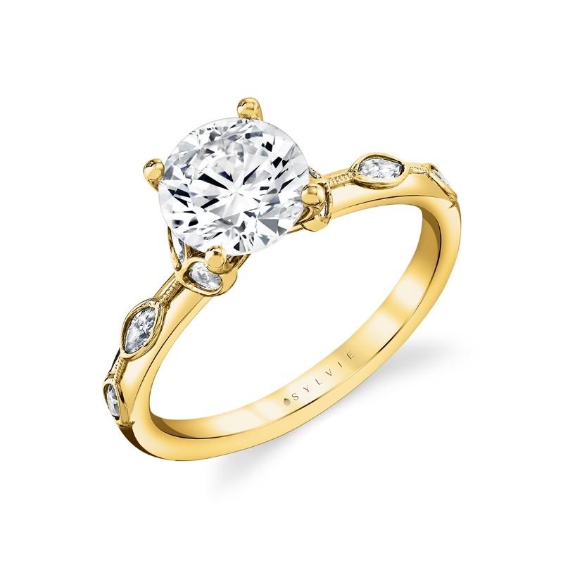 Tulira Bezel Petal and Leaf Engagement Ring - Opal