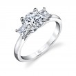 Three Stone Engagement Ring with Princess Side Stones - Micheline