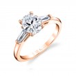 Oval Cut Three Stone Engagement Ring with Baguettes - Nicolette