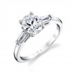 Oval Cut Three Stone Engagement Ring with Baguettes - Nicolette