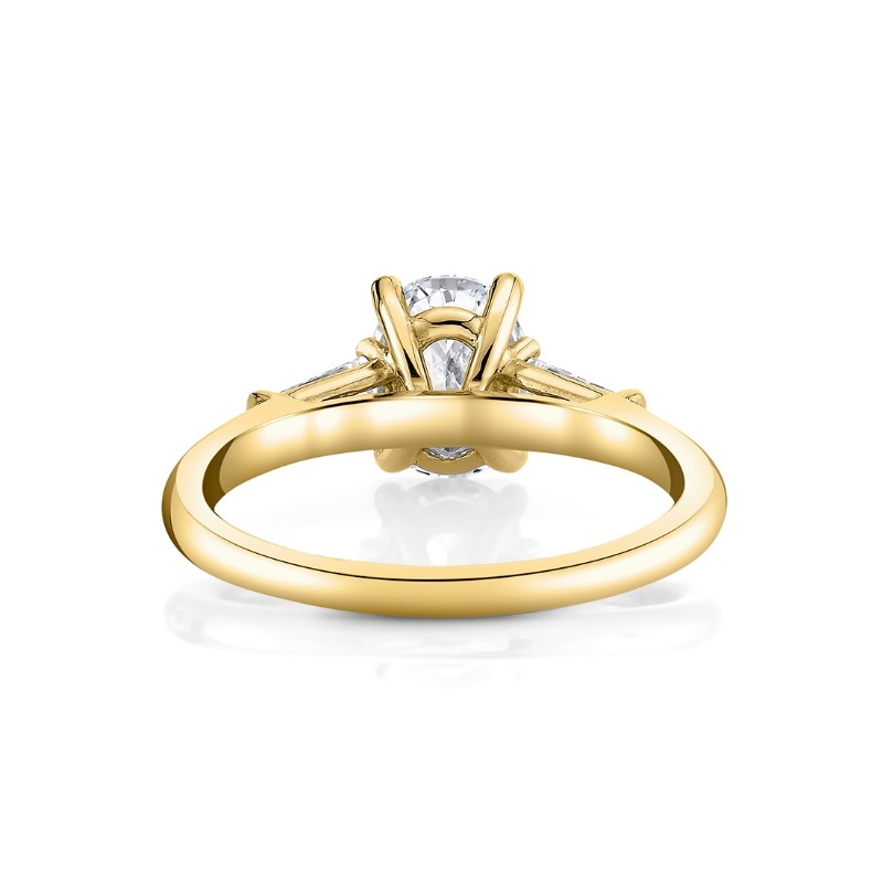 Oval Cut Three Stone Engagement Ring with Baguettes - Nicolette