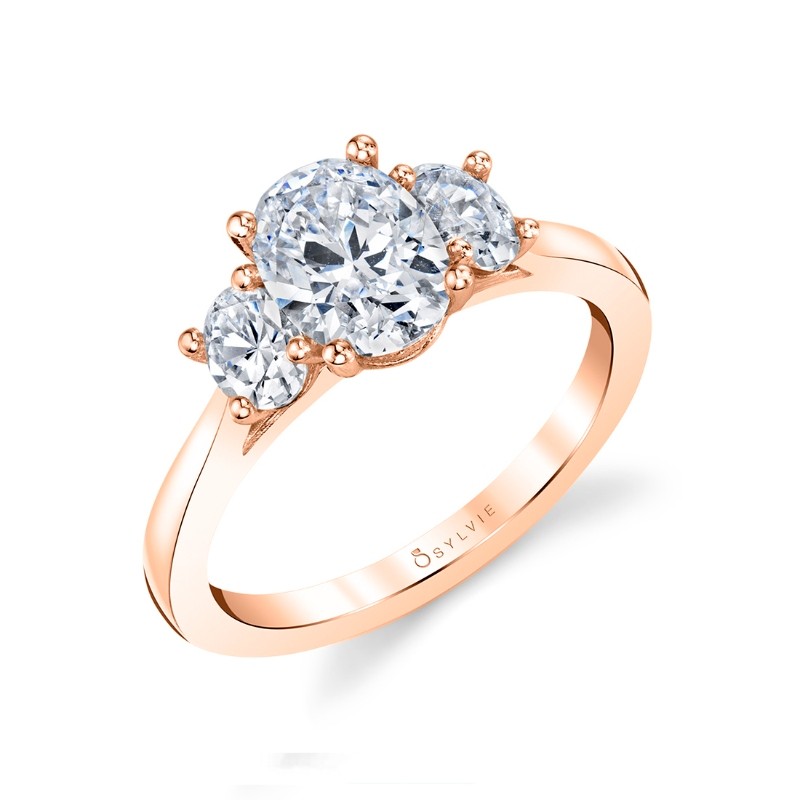 Oval Cut Three Stone Engagement Ring - Guinevere