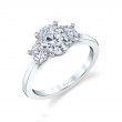 Three Stone Pear Engagement Ring - Guinevere