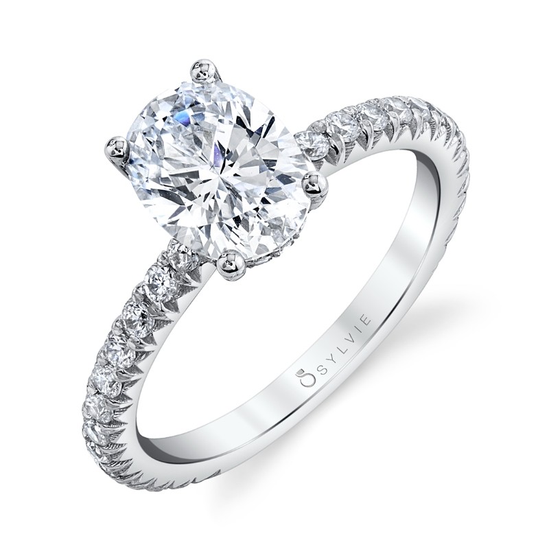 Oval Cut Classic Hidden Halo Engagement Ring - Perri