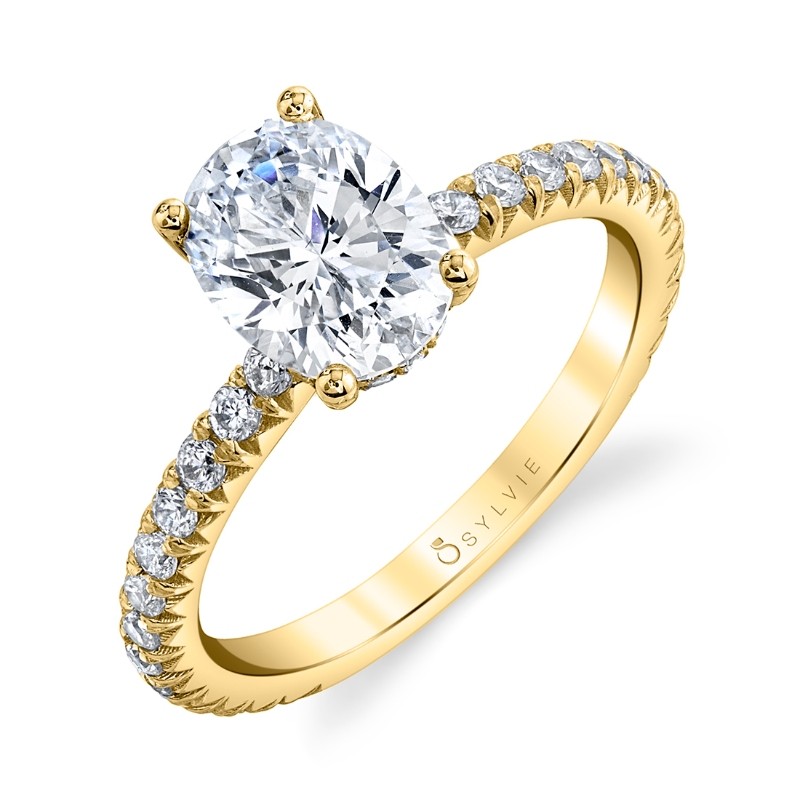 Oval Cut Classic Hidden Halo Engagement Ring - Perri