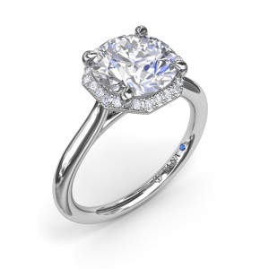 Octagon Halo Diamond Engagement Ring