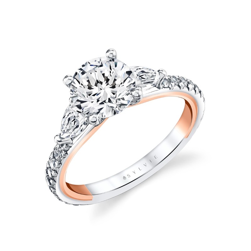 Iconelle Two Tone Three Stone Engagement Ring - Nora