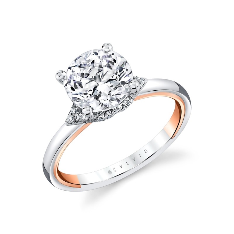 Iconelle Diamond Shell Tip Collar Two Tone Engagement Ring - Yvonne