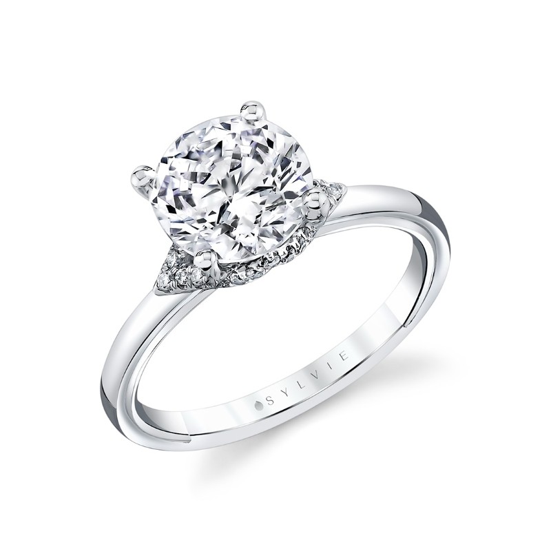 Iconelle Diamond Shell Tip Collar Two Tone Engagement Ring - Yvonne