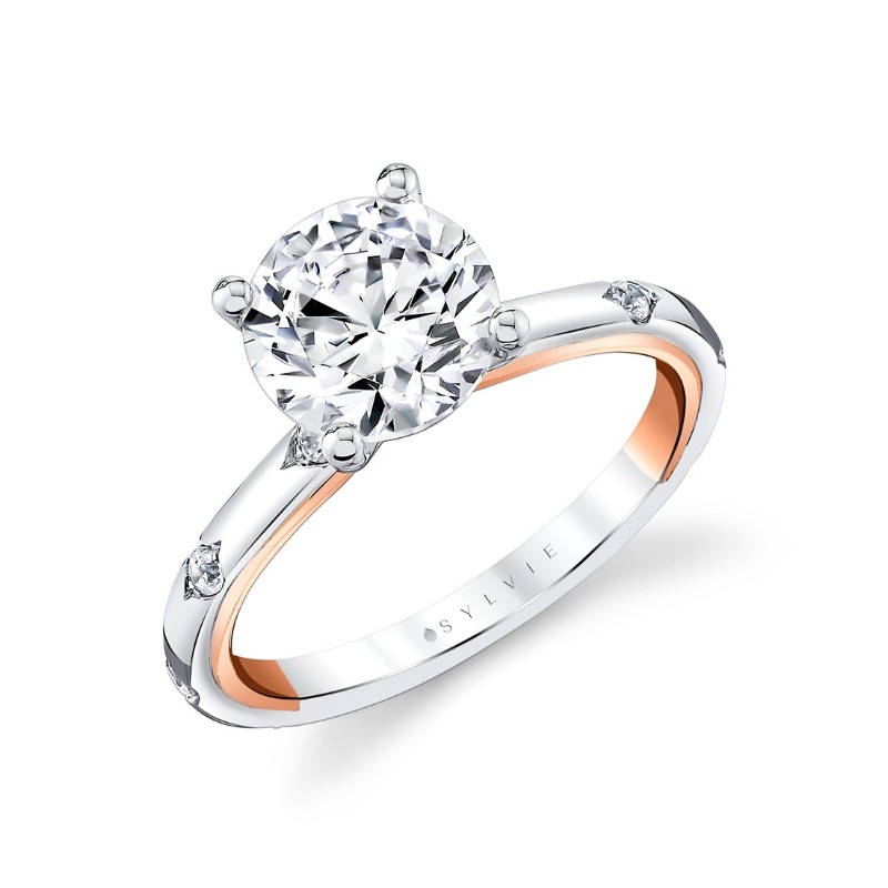 Iconelle Two Tone Shell Flush Set Engagement Ring - Anya