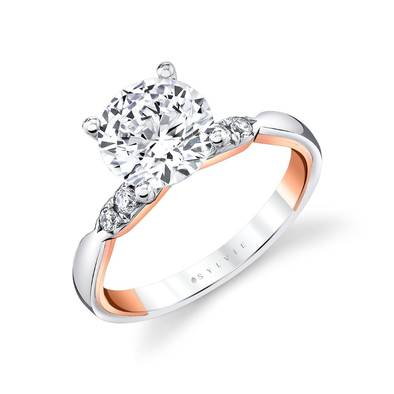 Iconelle Quarterway Pinch Two Tone Engagement Ring - Corinne
