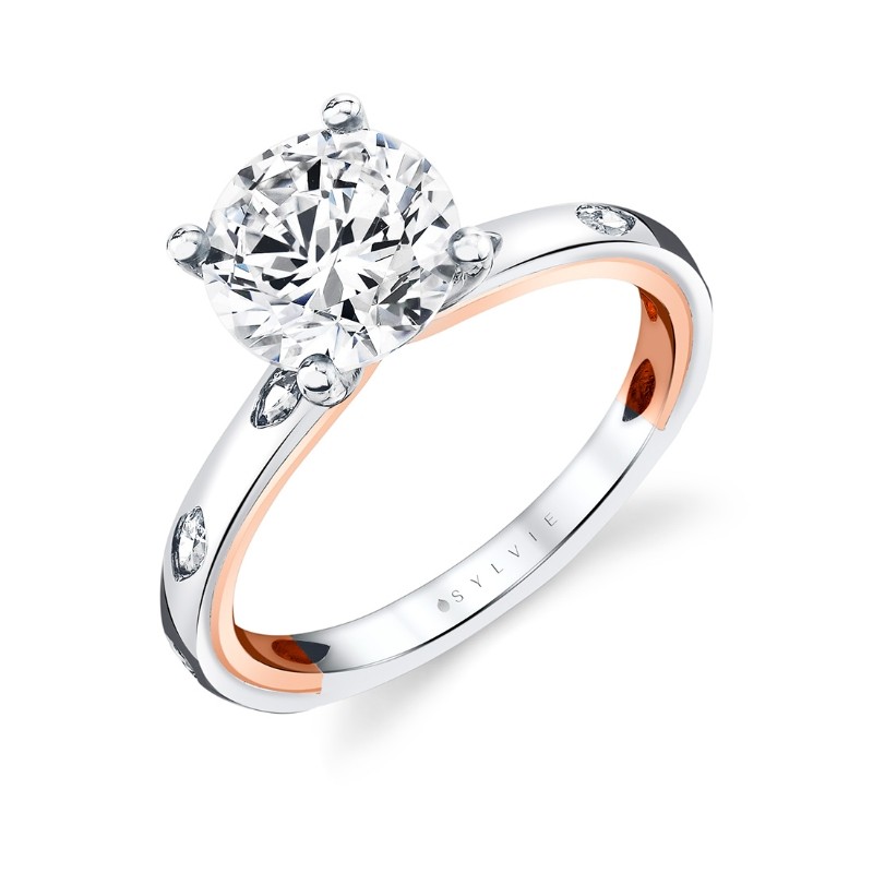 Iconelle Flush Set Marquise Two Tone Engagement Ring - Lydia